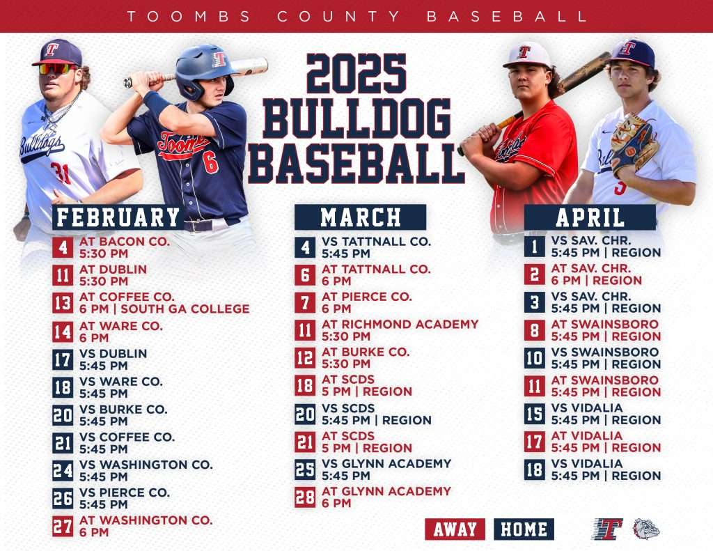 2025 Toombs County Baseball Schedule